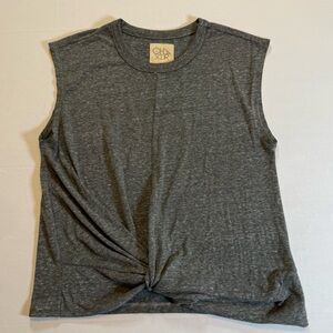 Chaser Twist Knot Sleeveless Tee - Heather Gray - Size Large - Soft Causal Top